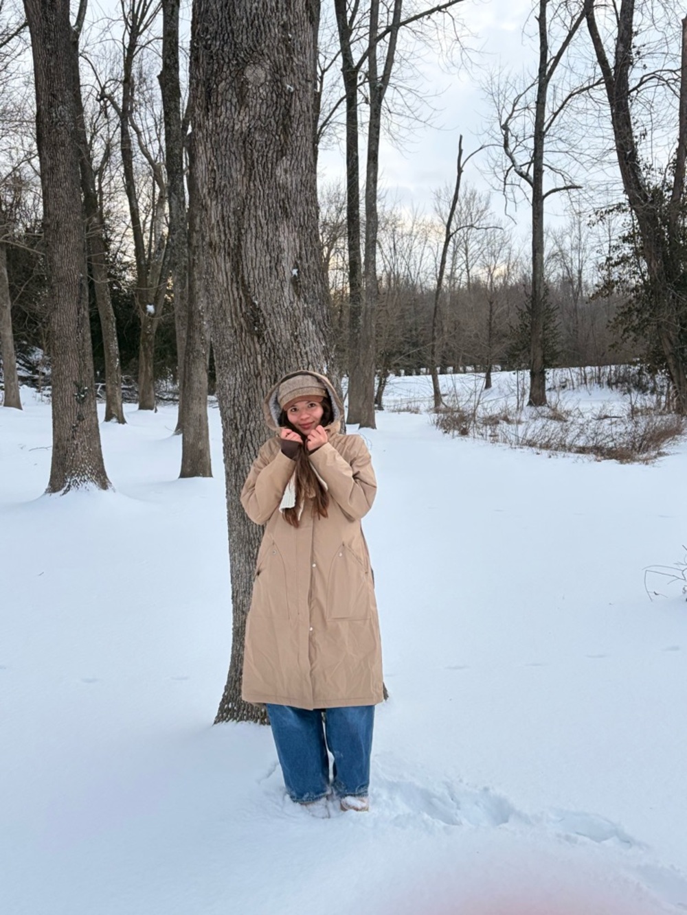 Hunter Beige Long Puffer Ski & Snow Jacket
